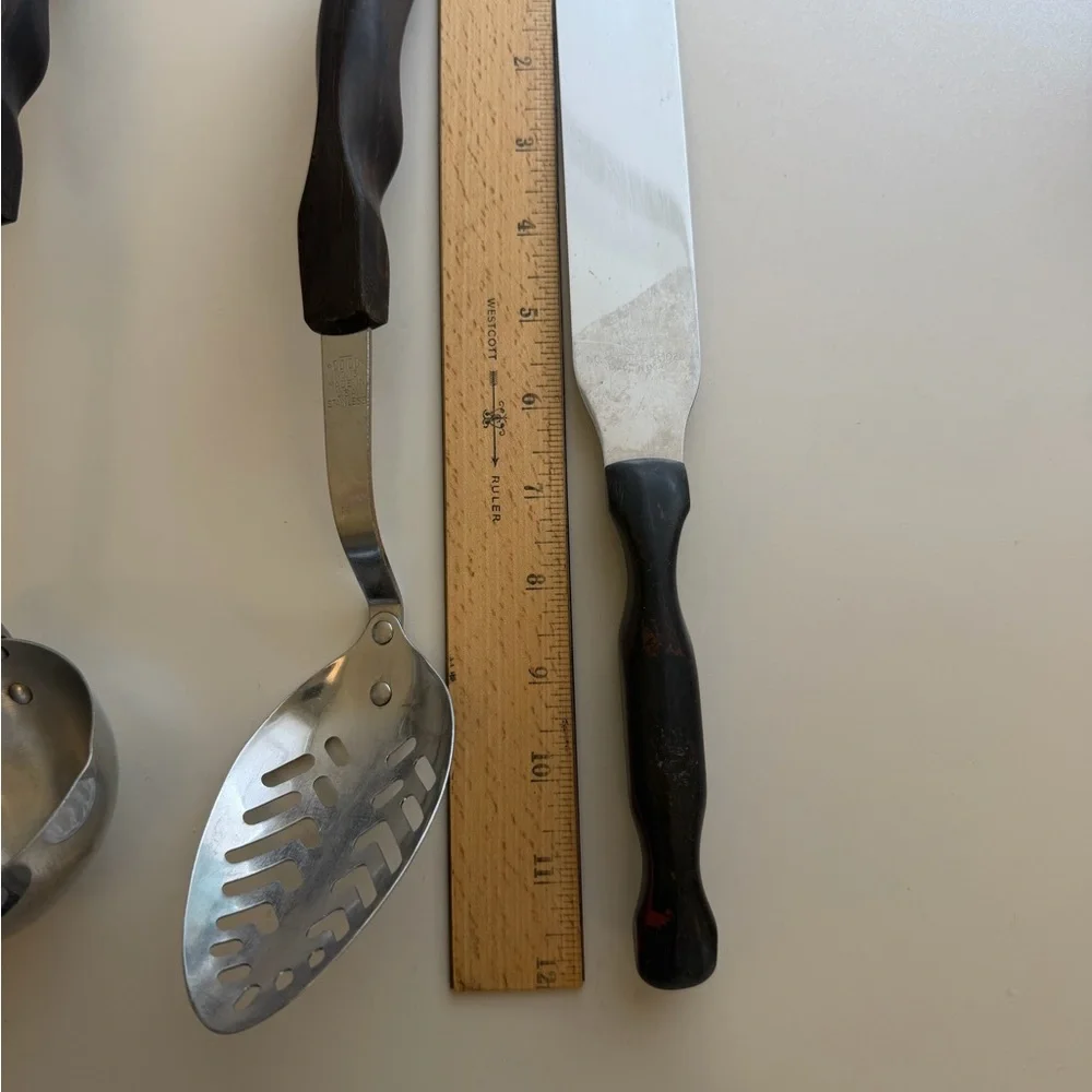 Cutco 4 Piece Vintage Serving Utensils Wood Handle Stainless Steel - Picture 7 of 12
